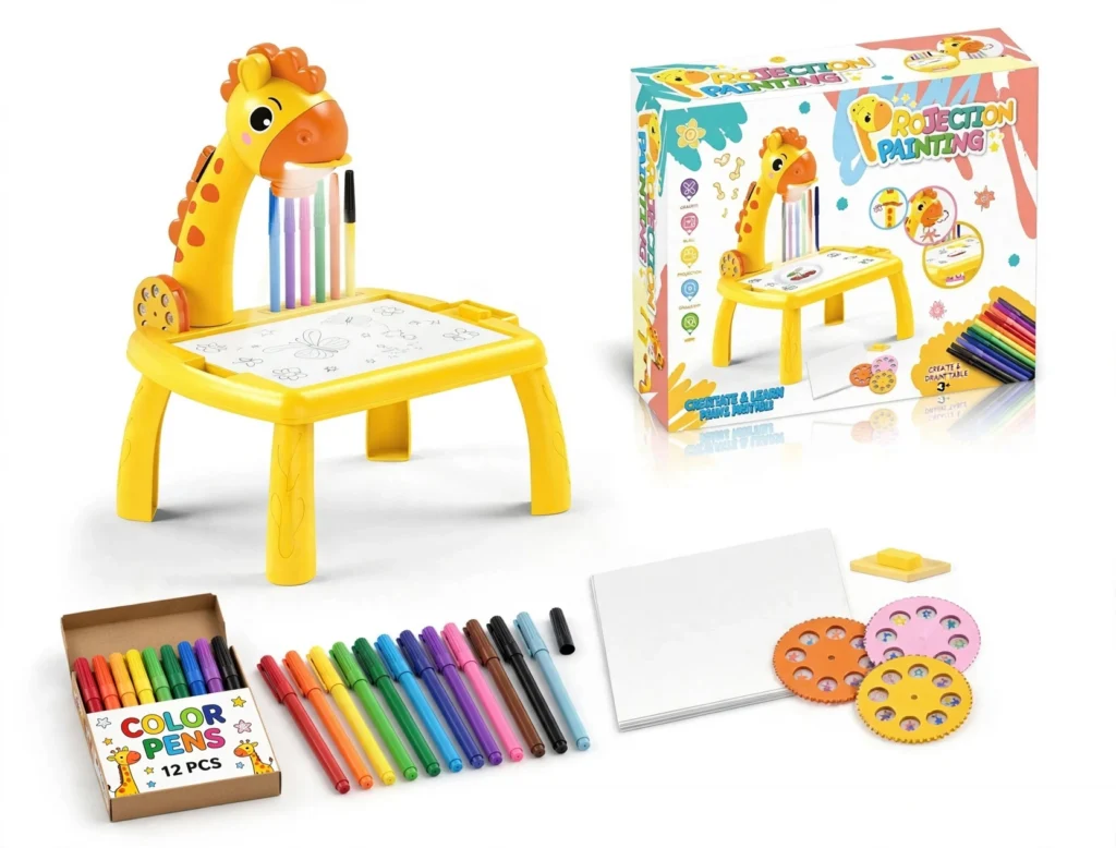 giraffe projection drawing table for kids box contents