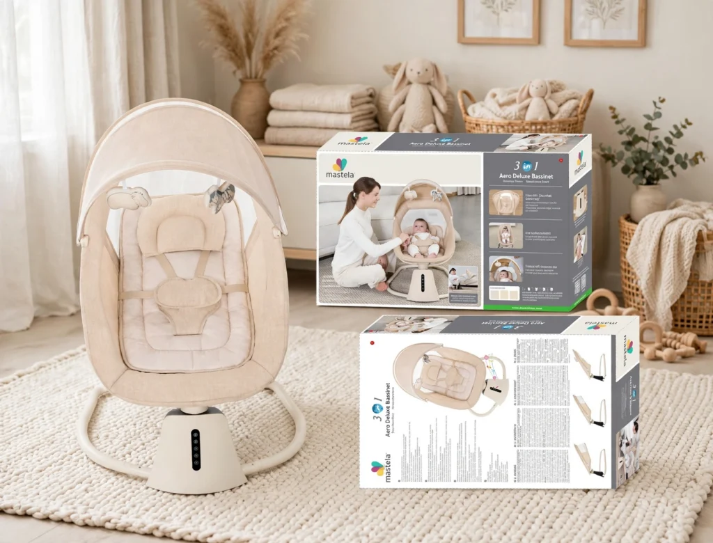 Mastela 3 in 1 Aero Deluxe Bassinet beige color