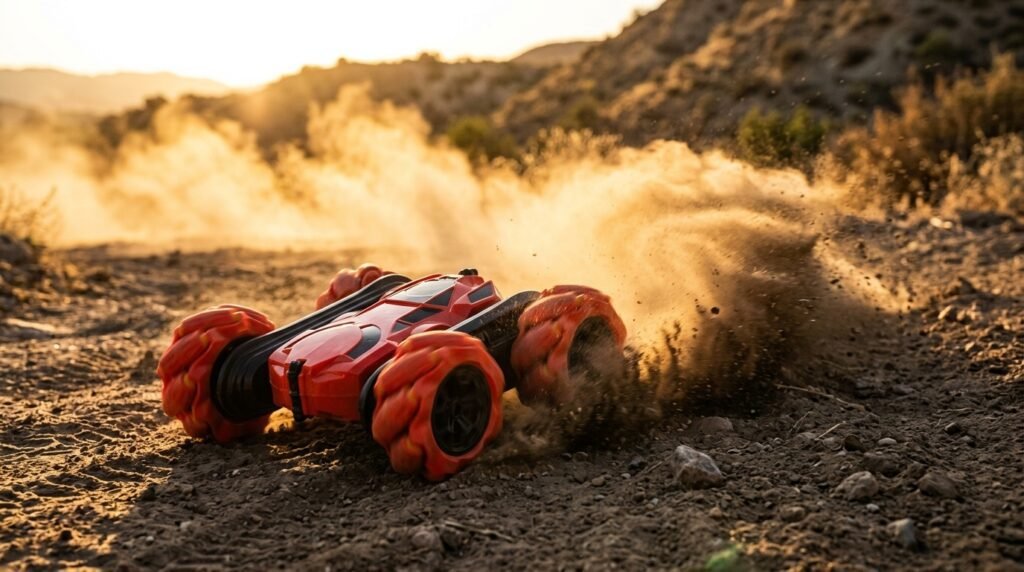 Explosive Wheel RC Stunt Car flexible chassis and articulated wheel design