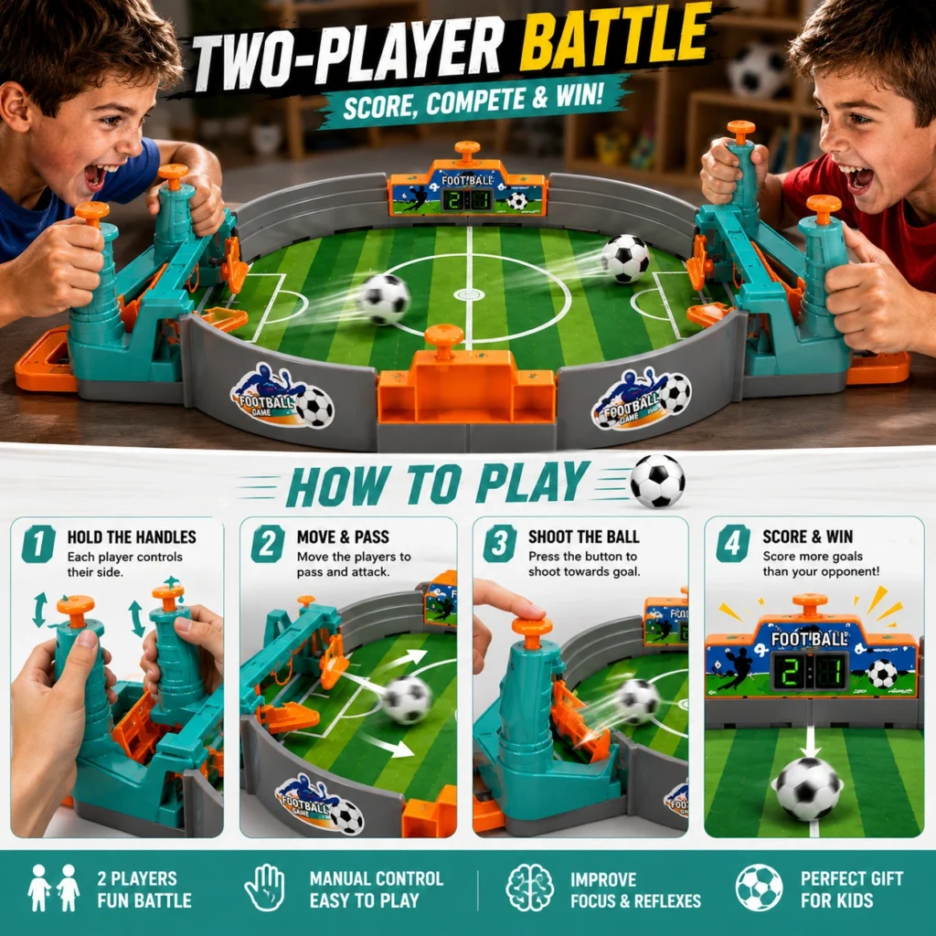 How to play the two-player Tabletop Football Game with manual controls