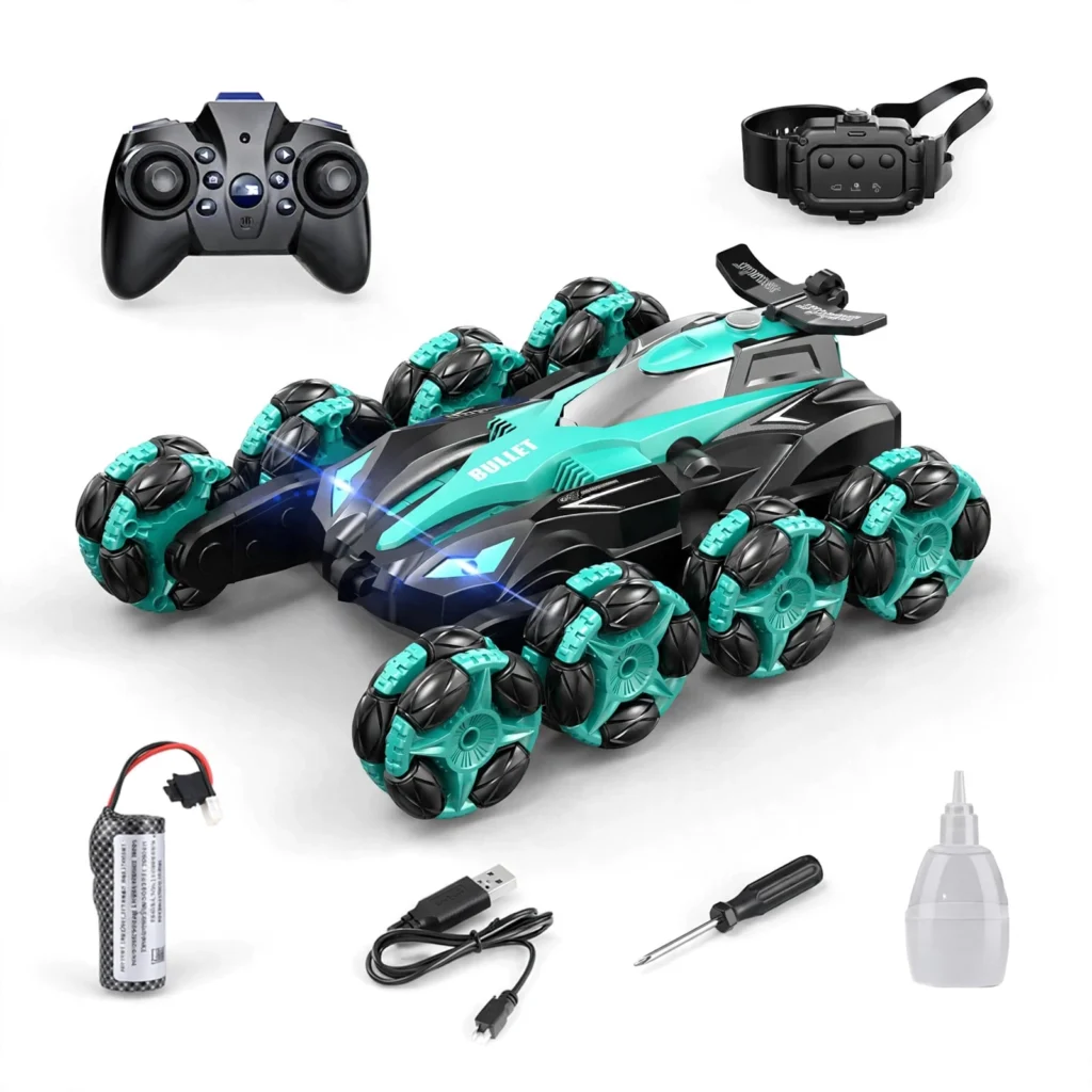 8-wheel RC stunt car with remote and watch controller