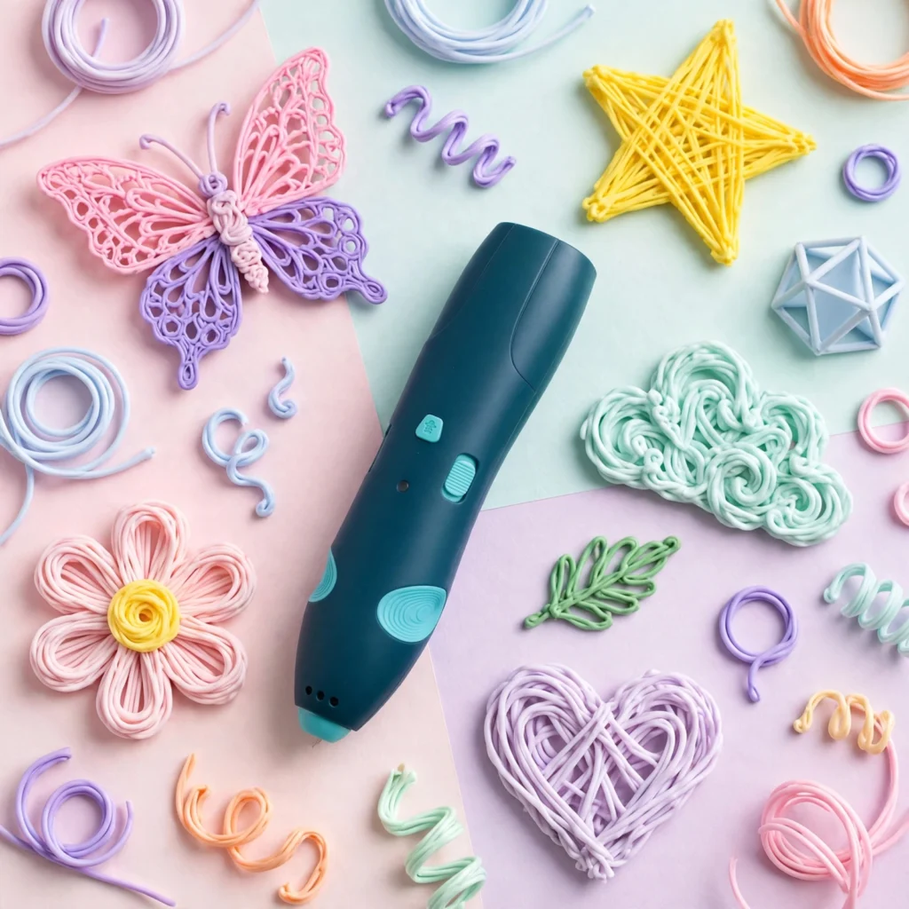 3D Drawing Pen for Kids creating colorful 3D art