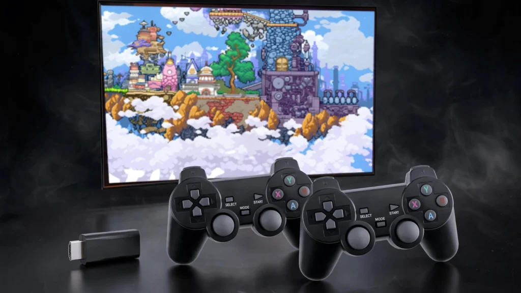 M8 Game Stick Lite with two 2.4G wireless controllers