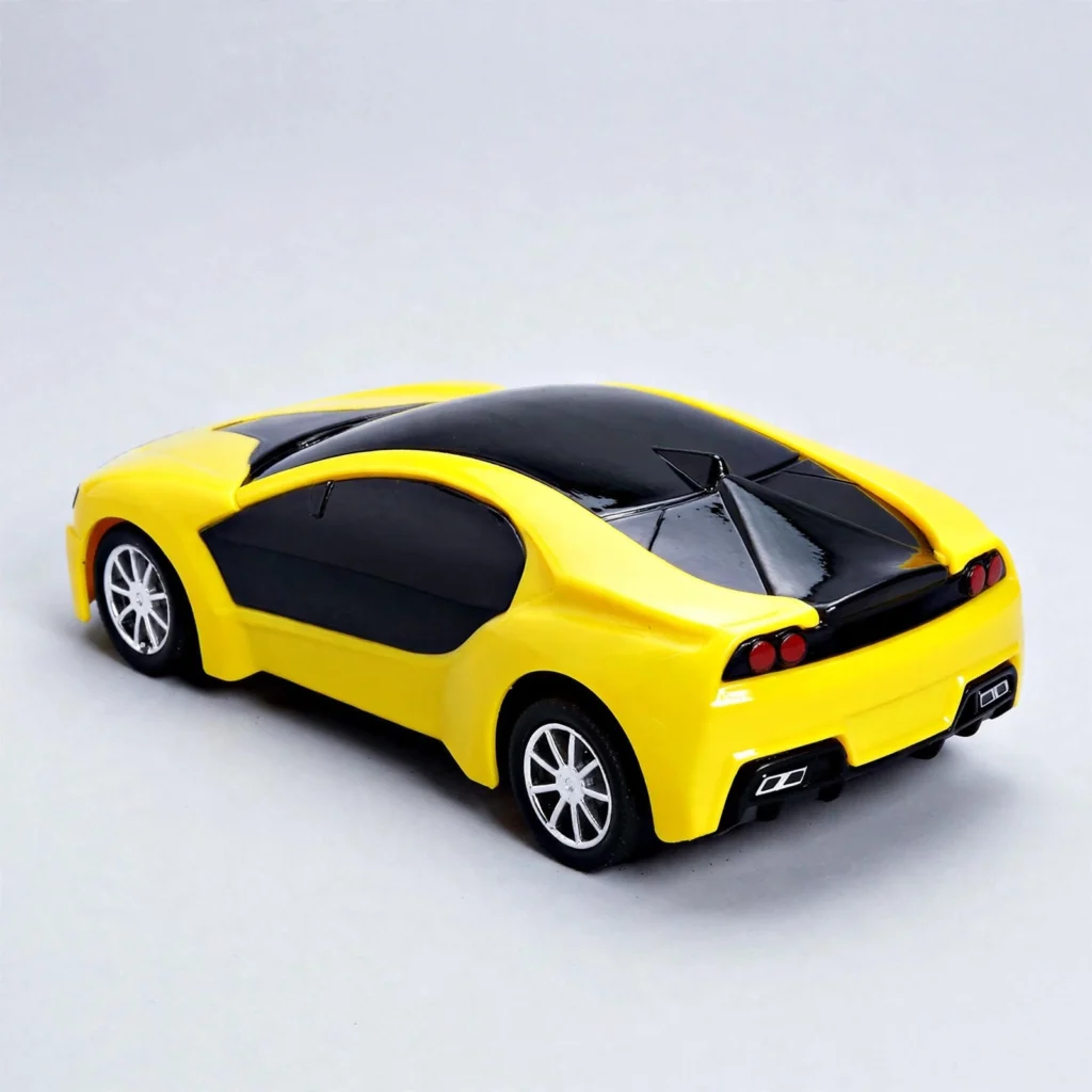 Rear view of yellow and black Fast Modern Car 1:20 RC sports car