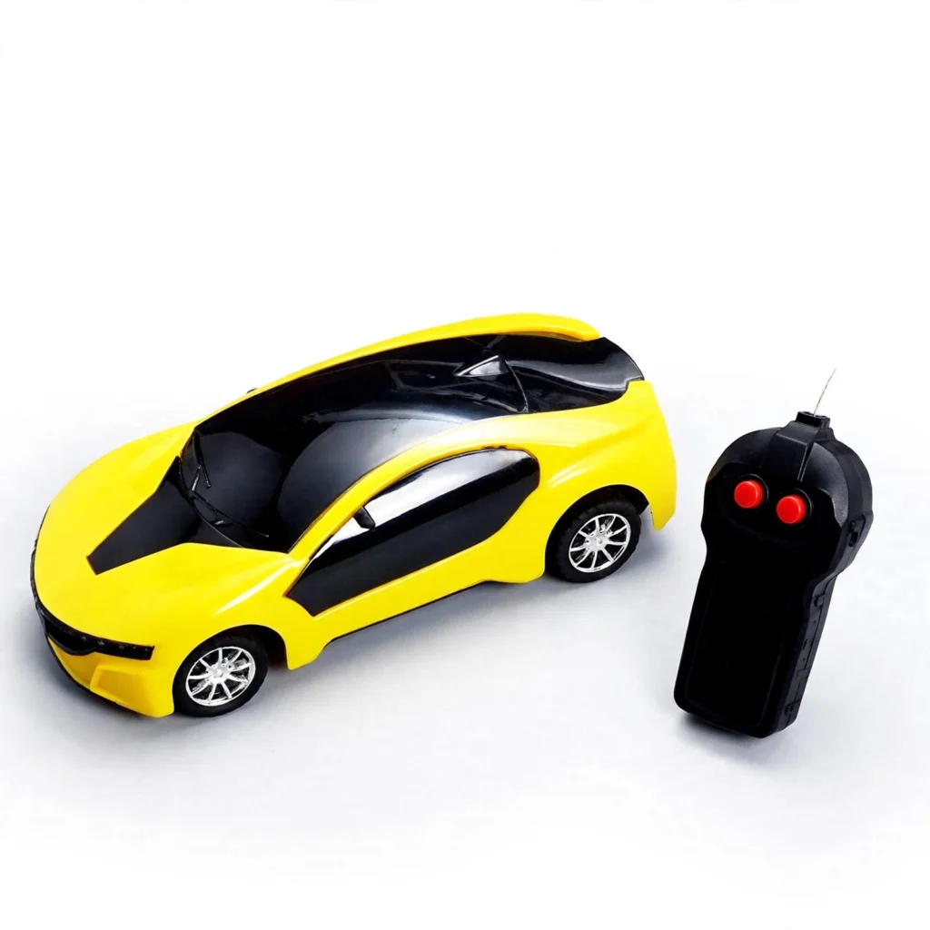 Yellow Fast Modern Car RC sports car with handheld remote controller