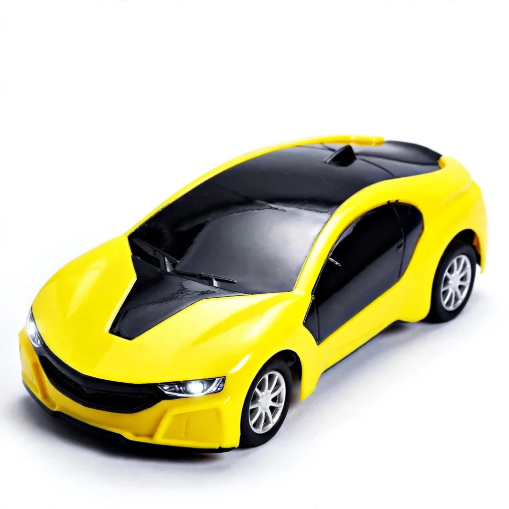 Yellow Fast Modern Car RC sports car with illuminated front lights